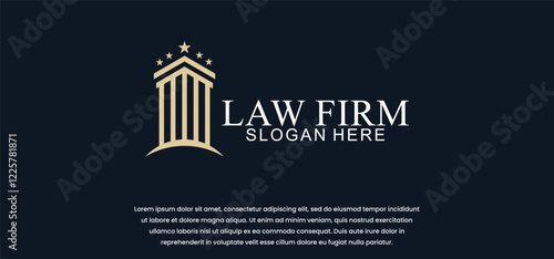 legal logo with the concept of the symbol of the pillar of justice, creative premium for lawyers and law firms