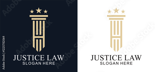 legal logo with the concept of the symbol of the pillar of justice, creative premium for lawyers and law firms