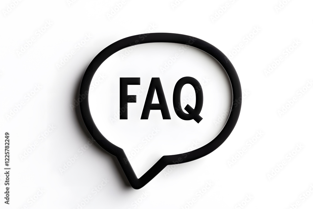 Frequently Asked Questions (FAQ) displayed in a simple, speech bubble graphic. A common symbol for help and information sections. Frequently Asked Questions (FAQ) displayed in a simple, speech bubble graphic. A common symbol for help and information sections.
