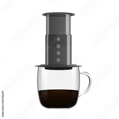 Aeropress coffee maker with glass mug