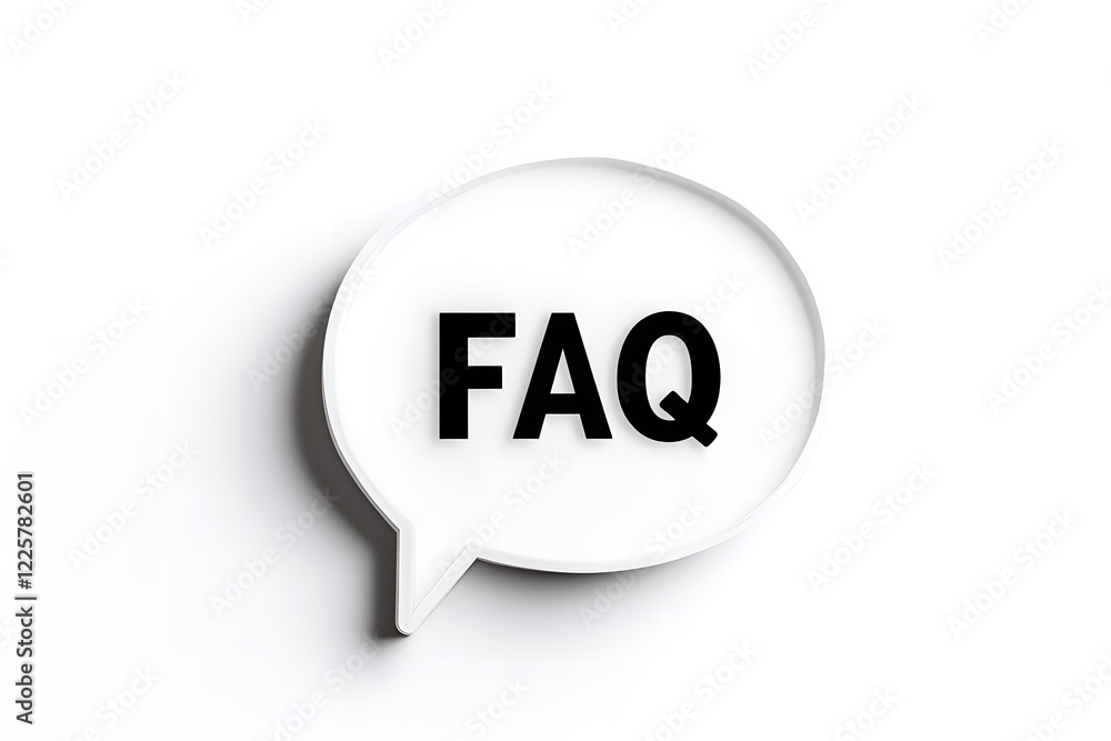 A simple white speech bubble with the letters FAQ in bold black text. This image represents frequently asked questions. A simple white speech bubble with the letters FAQ in bold black text. This image represents frequently asked questions.