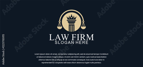 legal logo with the concept of the symbol of the pillar of justice, creative premium for lawyers and law firms