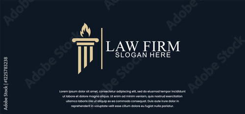 legal logo with the concept of the symbol of the pillar of justice, creative premium for lawyers and law firms