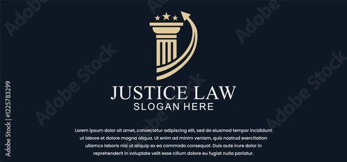 legal logo with the concept of the symbol of the pillar of justice, creative premium for lawyers and law firms