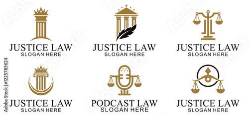 set of legal logo with the concept of the symbol of the pillar of justice, creative premium for lawyers and law firms
