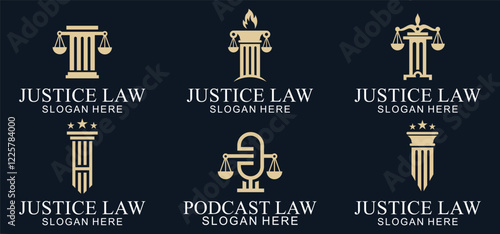 set of legal logo with the concept of the symbol of the pillar of justice, creative premium for lawyers and law firms