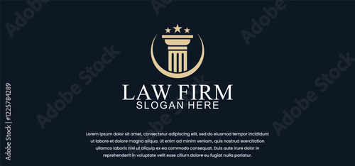 legal logo with the concept of the symbol of the pillar of justice, creative premium for lawyers and law firms
