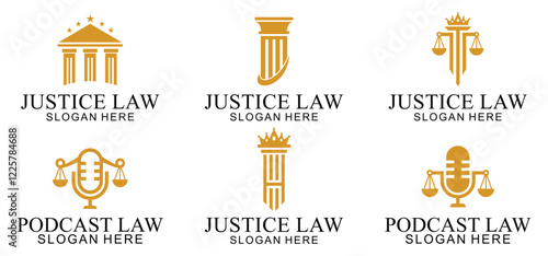 set of legal logo with the concept of the symbol of the pillar of justice, creative premium for lawyers and law firms