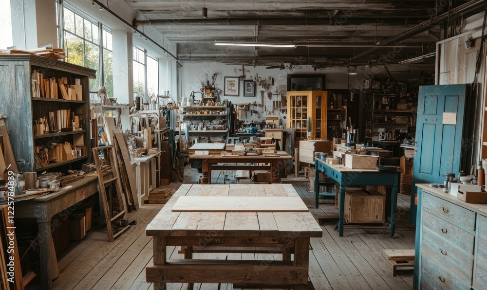 Obraz premium Rustic Charm: A Carpenter's Workshop