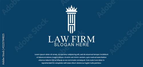 legal logo with the concept of the symbol of the pillar of justice, creative premium for lawyers and law firms