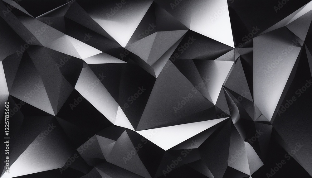 Monochrome abstract geometric background of overlapping triangles with sharp edges in black and white shades Monochrome abstract geometric background of overlapping triangles with sharp edges in black and white shades