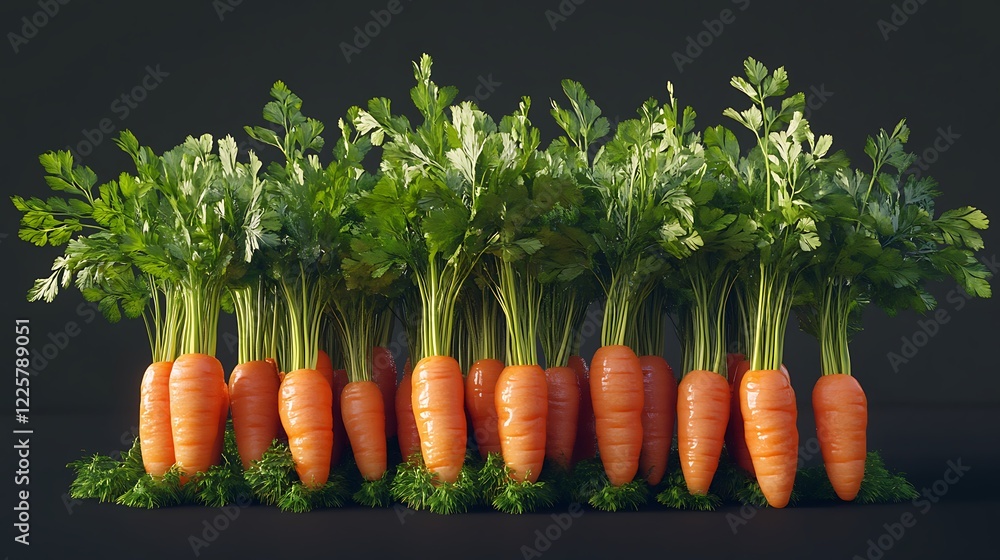 Vibrant carrots with green tops Vibrant carrots with green tops