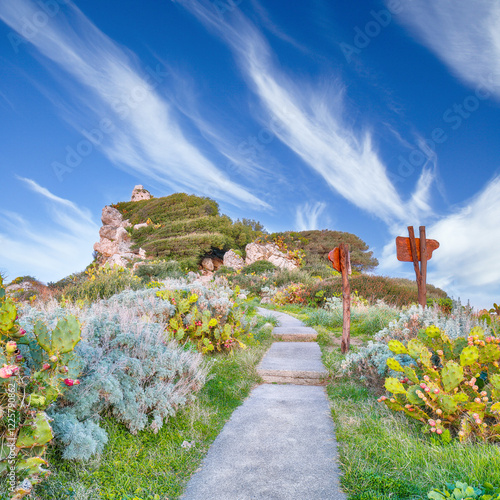 Obraz na płótnie Awesome spring view on the the cape Milazzo panorama of nature reserve. w salonie