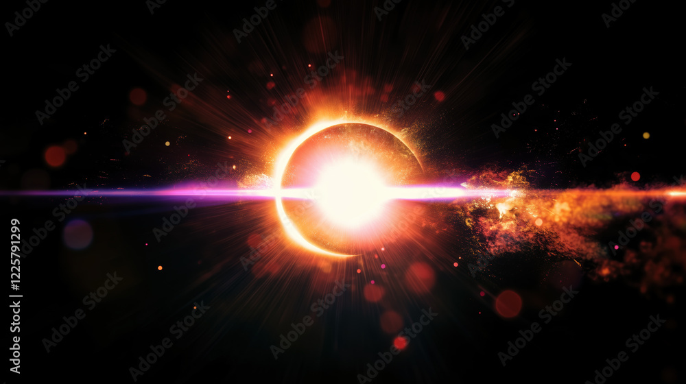 Obraz premium Lense flare overlay on black background. The background can be remove with a blending mode like screen