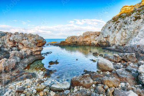 Obraz na płótnie Amazing spring view on the the cape Milazzo panorama of nature reserve Piscina di Venere. w salonie