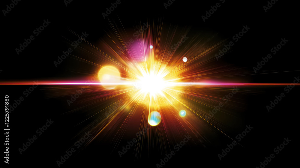 Obraz premium Lense flare overlay on black background. The background can be remove with a blending mode like screen