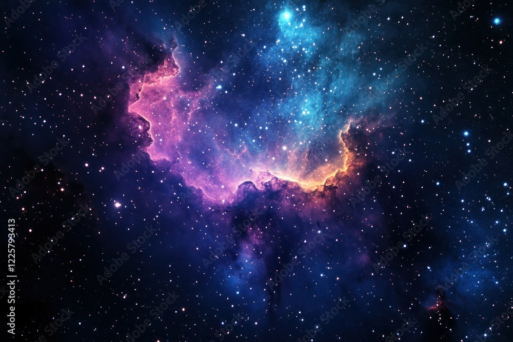 Fototapeta premium Vibrant view of a colorful galaxy filled with stars, nebulae, and cosmic dust, showcasing the vastness and beauty of the universe