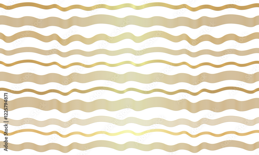 Vector abstract seamless pattern with golden gradient wavy lines on transparent background. For textiles, wallpaper and packaging Vector abstract seamless pattern with golden gradient wavy lines on transparent background. For textiles, wallpaper and packaging