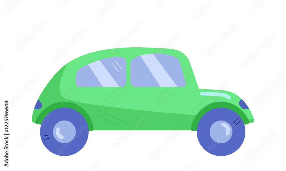 Green cartoon car. Vector illustration, element, icon for design, print, textile, children's rooms, clothing. Chidren's toy isolated on white background. Green cartoon car. Vector illustration, element, icon for design, print, textile, children's rooms, clothing. Chidren's toy isolated on white background.