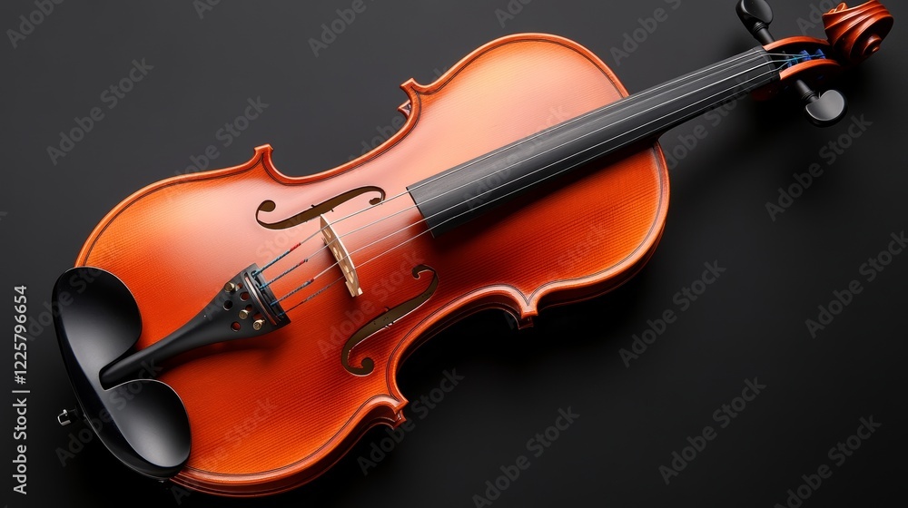 Fototapeta premium Classic violin on black background closeup view