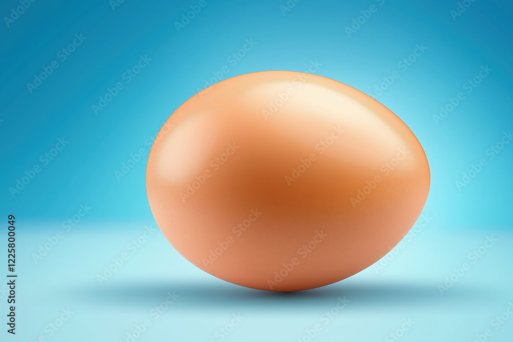 Fresh brown egg resting on a smooth surface with a blue background Fresh brown egg resting on a smooth surface with a blue background