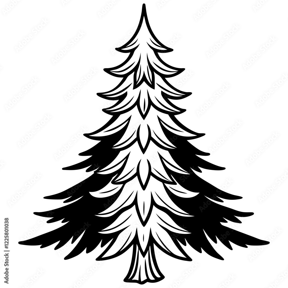Obraz premium Trees Vector Illustration: Cartoons, Clipart, Line Art on White Background