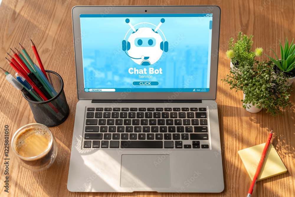 Fototapeta premium Chatbot software application for modish online business that automatically reply to customer questions