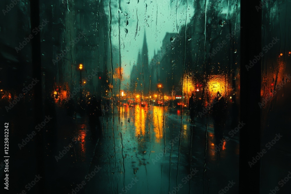 Obraz premium Spring Rain Serenity: Captivating Water Droplets on Window Panes in Tranquil Scene of Nature's Refreshing Touch