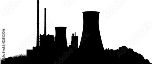 Vektor Silhouette Kraftwerk - Atomkraftwerk zur Energieerzeugung - Strom und Stromerzeugung - Design Element