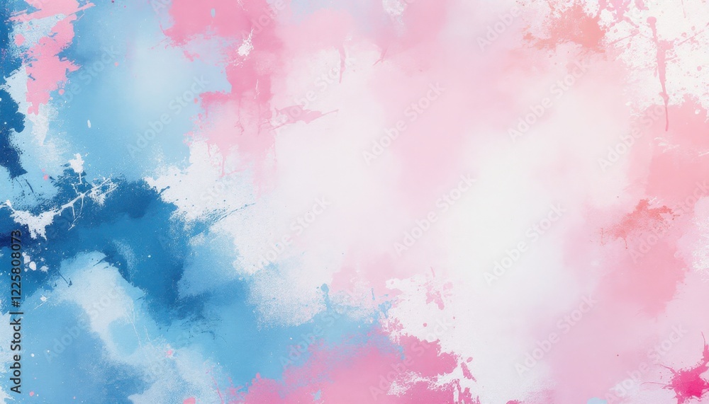Obraz premium Colorful abstract watercolor background: blue and pink splashes blend harmoniously