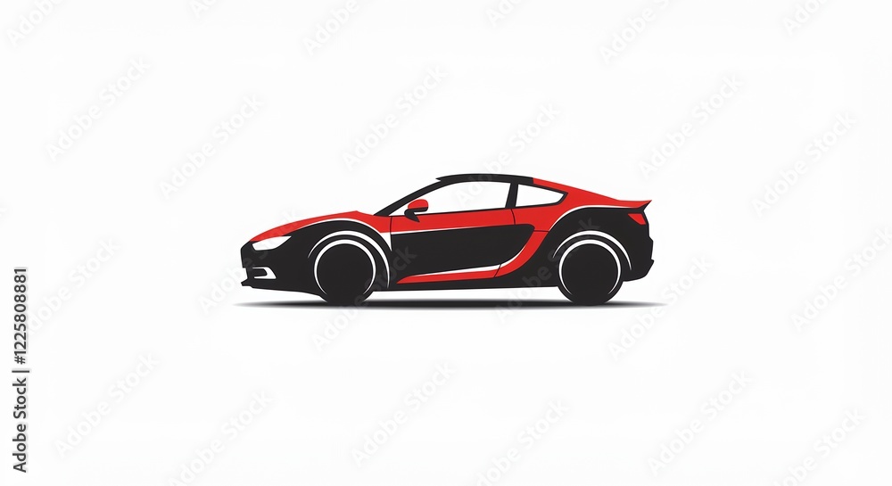 Red and Black Sports Car Side Profile Illustration Red and Black Sports Car Side Profile Illustration