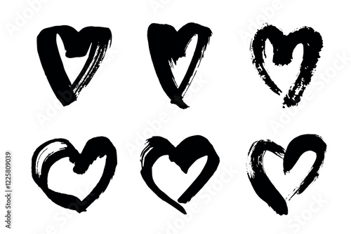 Set of simple hand drawn heart drawing illustration Scribble heart doodle Love clipart