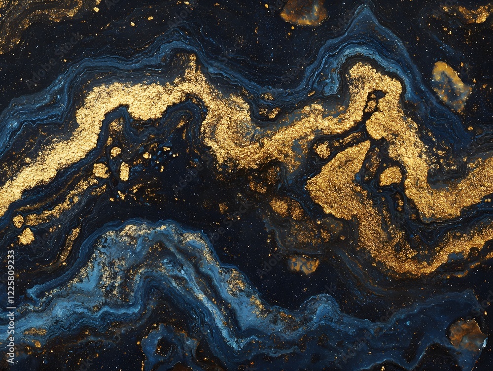 Abstract Blue Gold Marble Texture Background AI Art Abstract Blue Gold Marble Texture Background AI Art