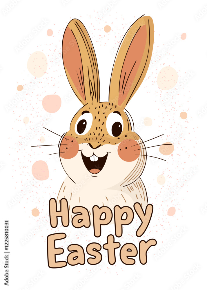 Obraz premium Happy Easter Bunny Illustration. For Easter cards, holiday designs, and seasonal celebrations