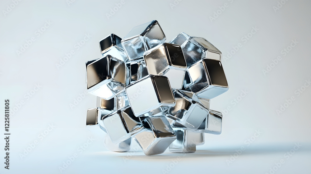 Abstract futuristic metal cube. Science fiction block design. 3D rendering
Abstract futuristic metal cube. Science fiction block design. 3D rendering