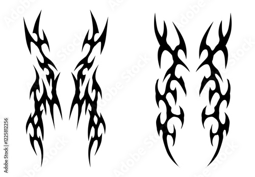 Neo tribal cyber tattoo design set, tribal long  tshirt sleeves design set