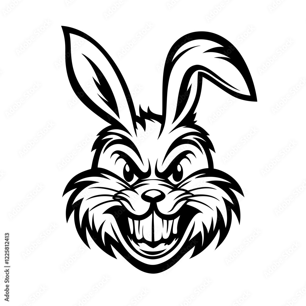 Obraz premium Minimalistic Aggressive Rabbit Head Logo for Sports Teams or Brands