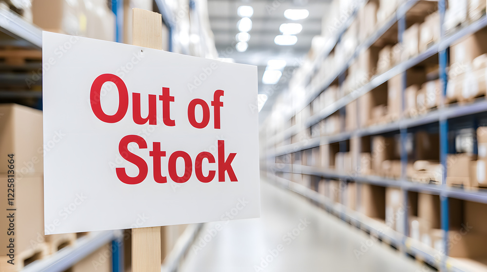 Out of Stock Sign on White Paper Board in Blurry Supermarket Background – Retail Supply Shortage, Shopping Availability, Product Demand, and Empty Shelf Notification Concept Out of Stock Sign on White Paper Board in Blurry Supermarket Background – Retail Supply Shortage, Shopping Availability, Product Demand, and Empty Shelf Notification Concept