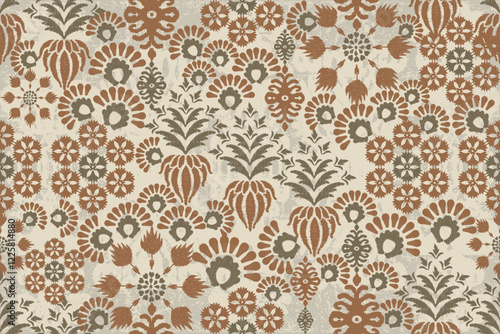 Traditional ethnic motifs ikat flora fabric pattern. Ikat embroidery Ethnic oriental background. Aztec-style abstract vector illustration. Design for texture, fabric, clothing, wrapping, decoration