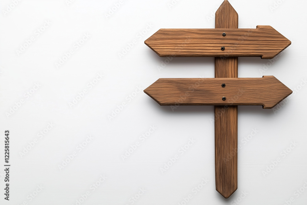 Wooden directional sign with multiple arrows pointing in different directions Wooden directional sign with multiple arrows pointing in different directions