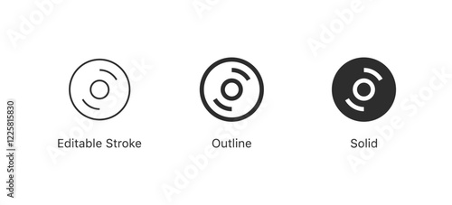 CD disc icon symbol in editable stroke, line, outline, filled, solid style. web icons set