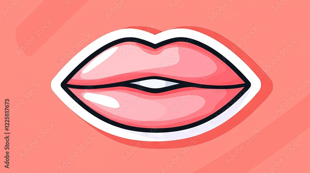 A detailed image of a pink lips with a dark border of a woman's mouth against a pink backdrop A detailed image of a pink lips with a dark border of a woman's mouth against a pink backdrop