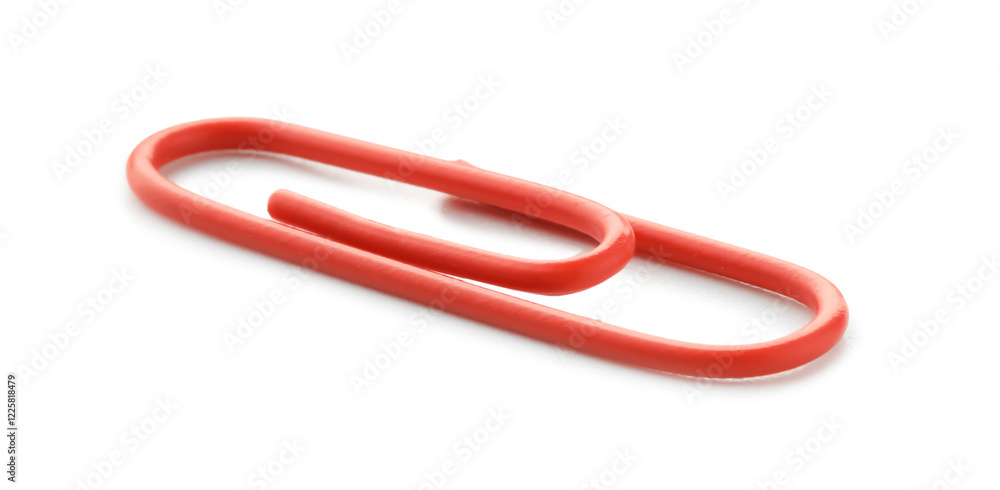 One bright paper clip isolated on white One bright paper clip isolated on white