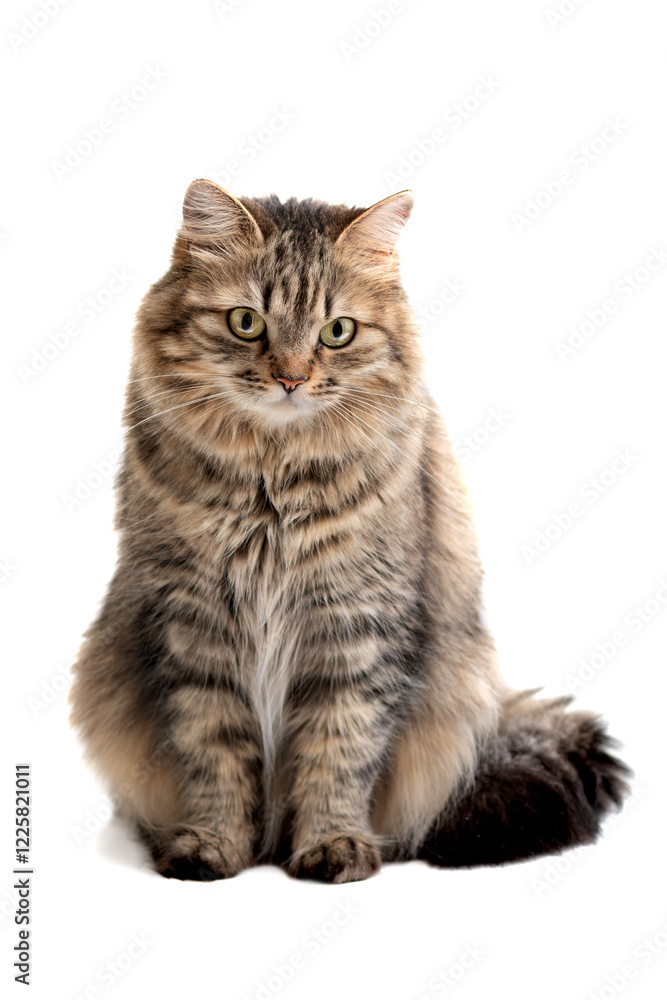 Fototapeta premium Tabby cat isolated on white background.