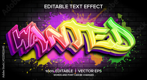 wanted vector text effect with modern style design