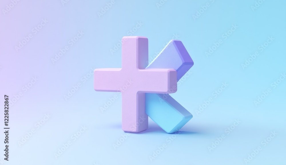 Obraz premium Pastel plus and arrow 3D render.