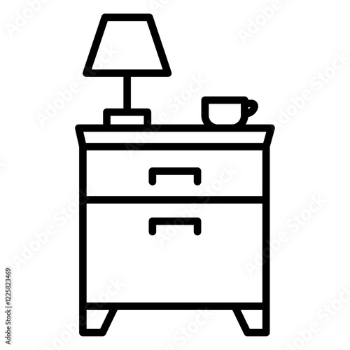 Bedside table icon outline set sign