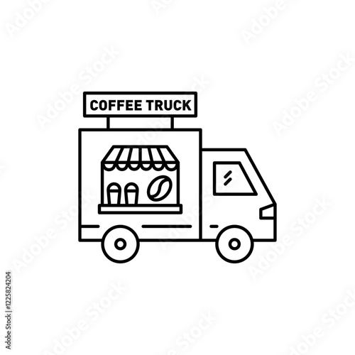 Coffee truck icon outline set sign