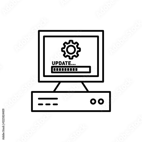 Computer system update icon outline set sign