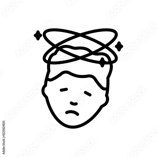 Dizziness icon outline set sign